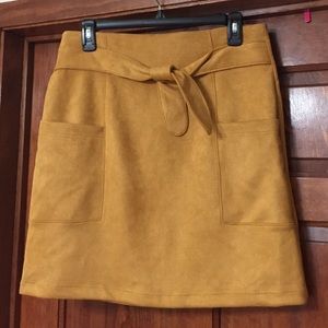 NWT Faux-Suede Tie Front Skirt